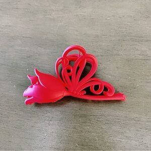 Red Cherry Tulip Flower Floral Boho Butterfly 4" Large Lobster Claw Hair Clip